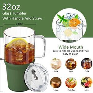 Dining | New 32 Oz Glass Tumbler With Handle Glass Water Bottles With ...
